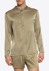 Tom Ford Henley Long-Sleeved Pajama Top Green T4H161010 0-339