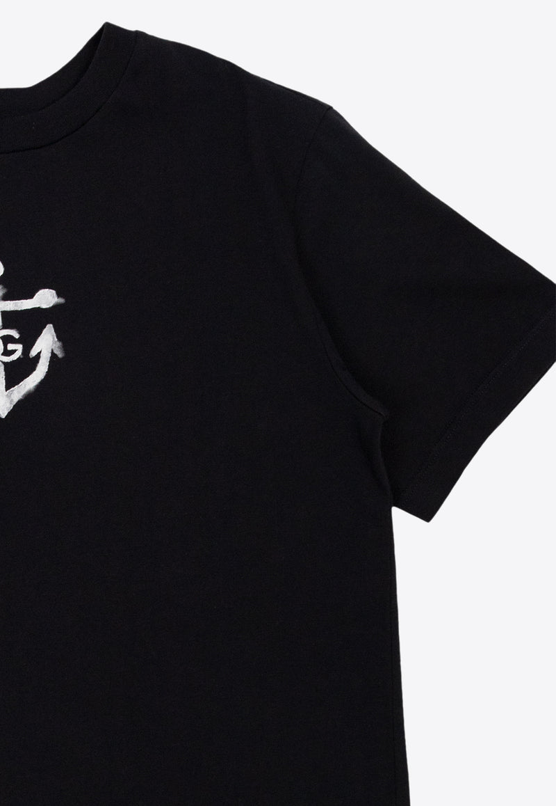 Dolce & Gabbana Kids Boys DG Anchor Print T-shirt Navy L4JTBL G7L0G-B0665