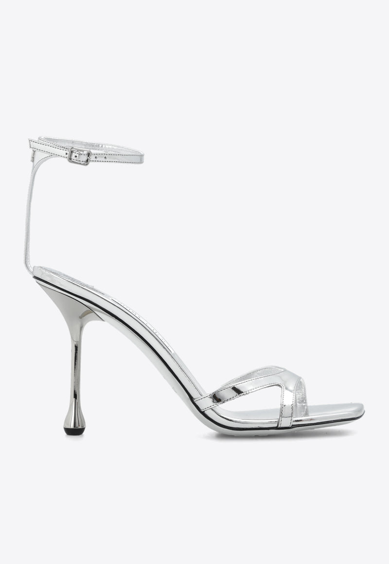 Jimmy Choo Ixia 95 Metallic Leather Sandals Silver IXIA SANDAL 95 QUI-SILVER