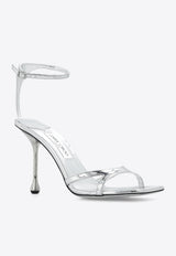 Jimmy Choo Ixia 95 Metallic Leather Sandals Silver IXIA SANDAL 95 QUI-SILVER