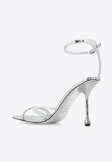 Jimmy Choo Ixia 95 Metallic Leather Sandals Silver IXIA SANDAL 95 QUI-SILVER