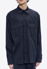Dolce & Gabbana Logo Patch Long-Sleeved Shirt Navy G5LI2T FURHJ-B3681