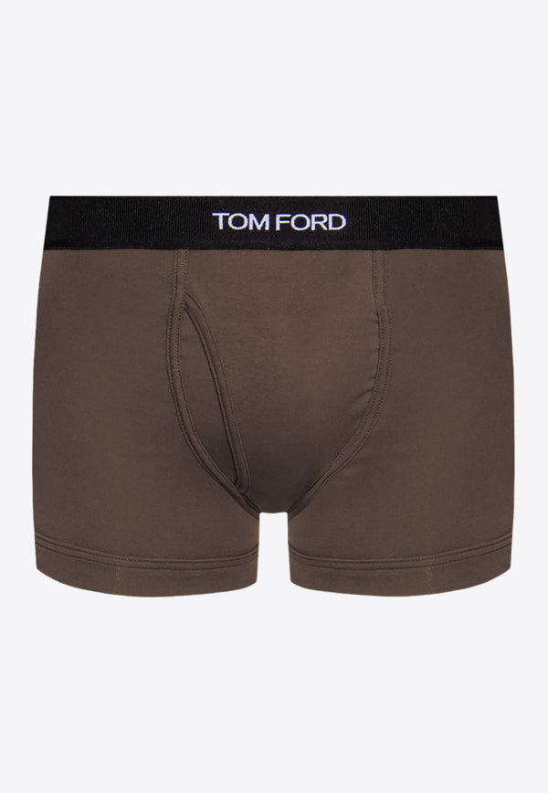 Tom Ford Logo Jacquard Boxer Briefs Khaki T4LC31040 0-302