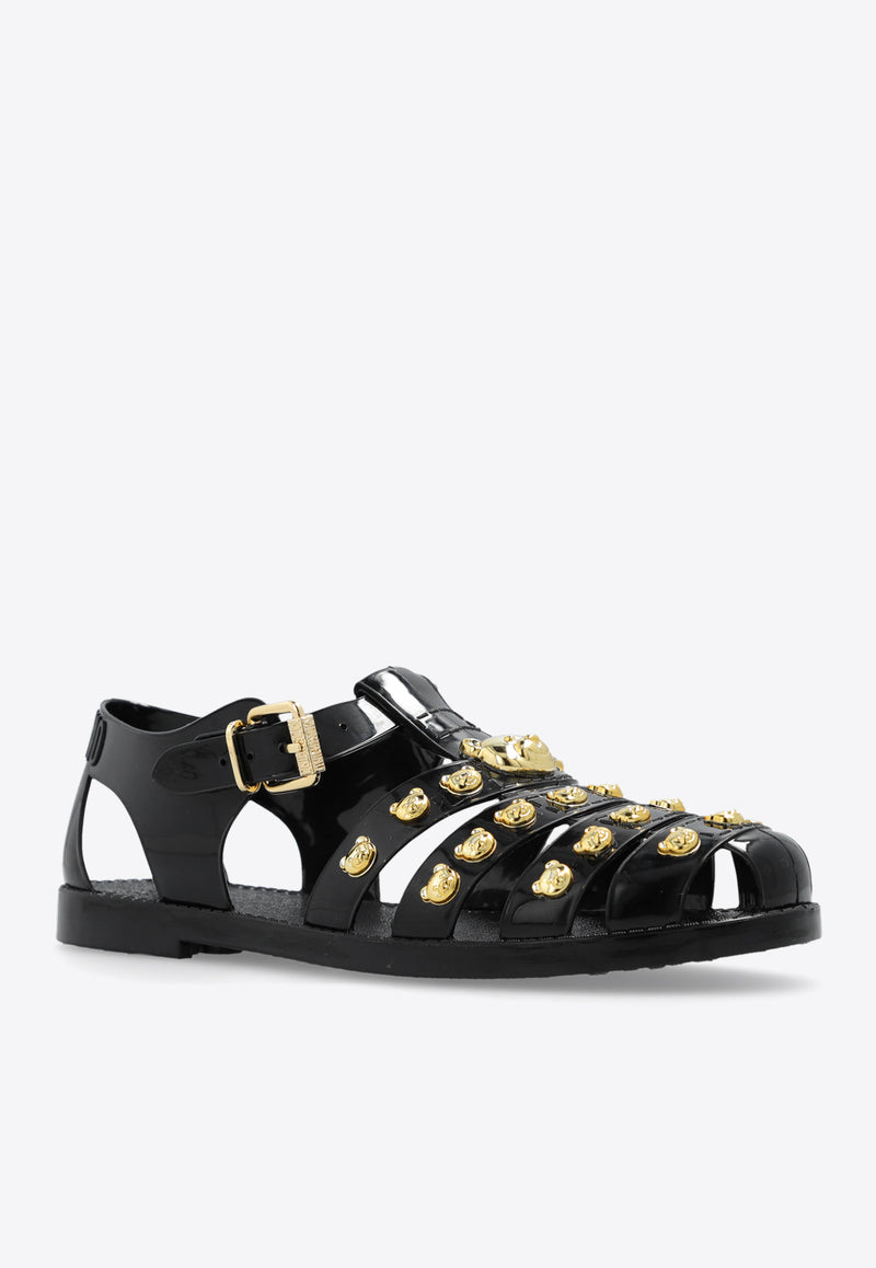 Moschino Teddy Bear Studded Sandals Black MA16521G1I M25-000