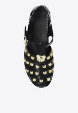 Moschino Teddy Bear Studded Sandals Black MA16521G1I M25-000
