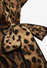 Dolce & Gabbana Leopard Print Belted Silk Shirt Brown F5G67T FSAXY-HY13M