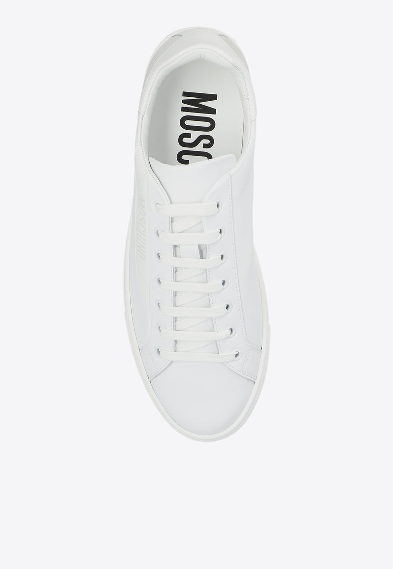 Moschino Logo Print Leather Sneakers White MB15122G1I GAA-10A