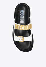 Moschino Logo Lettering Leather Slides White MA28064G1I MF0-100