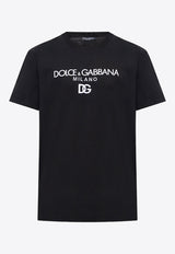 Dolce & Gabbana Logo Embroidered Crewneck T-shirt Black G8PD7Z G7B9X-N0000