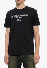 Dolce & Gabbana Logo Embroidered Crewneck T-shirt Black G8PD7Z G7B9X-N0000