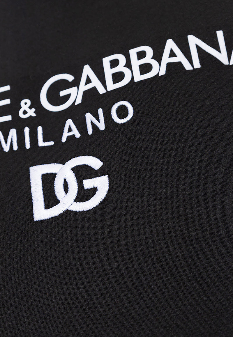 Dolce & Gabbana Logo Embroidered Crewneck T-shirt Black G8PD7Z G7B9X-N0000