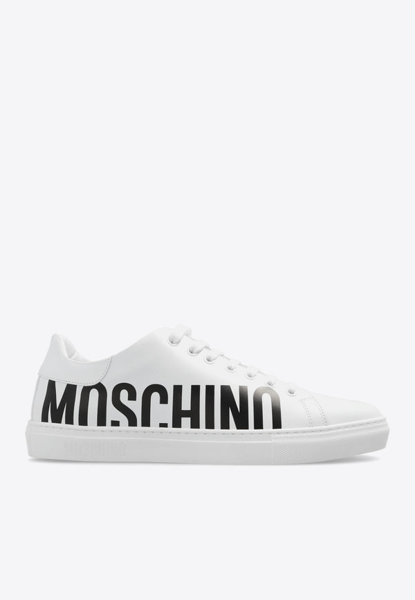 Moschino Serena Logo Print Leather Sneakers White MB15012G1H GA0-100