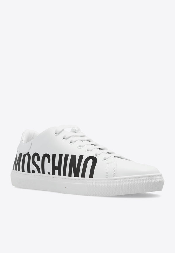 Moschino Serena Logo Print Leather Sneakers White MB15012G1H GA0-100