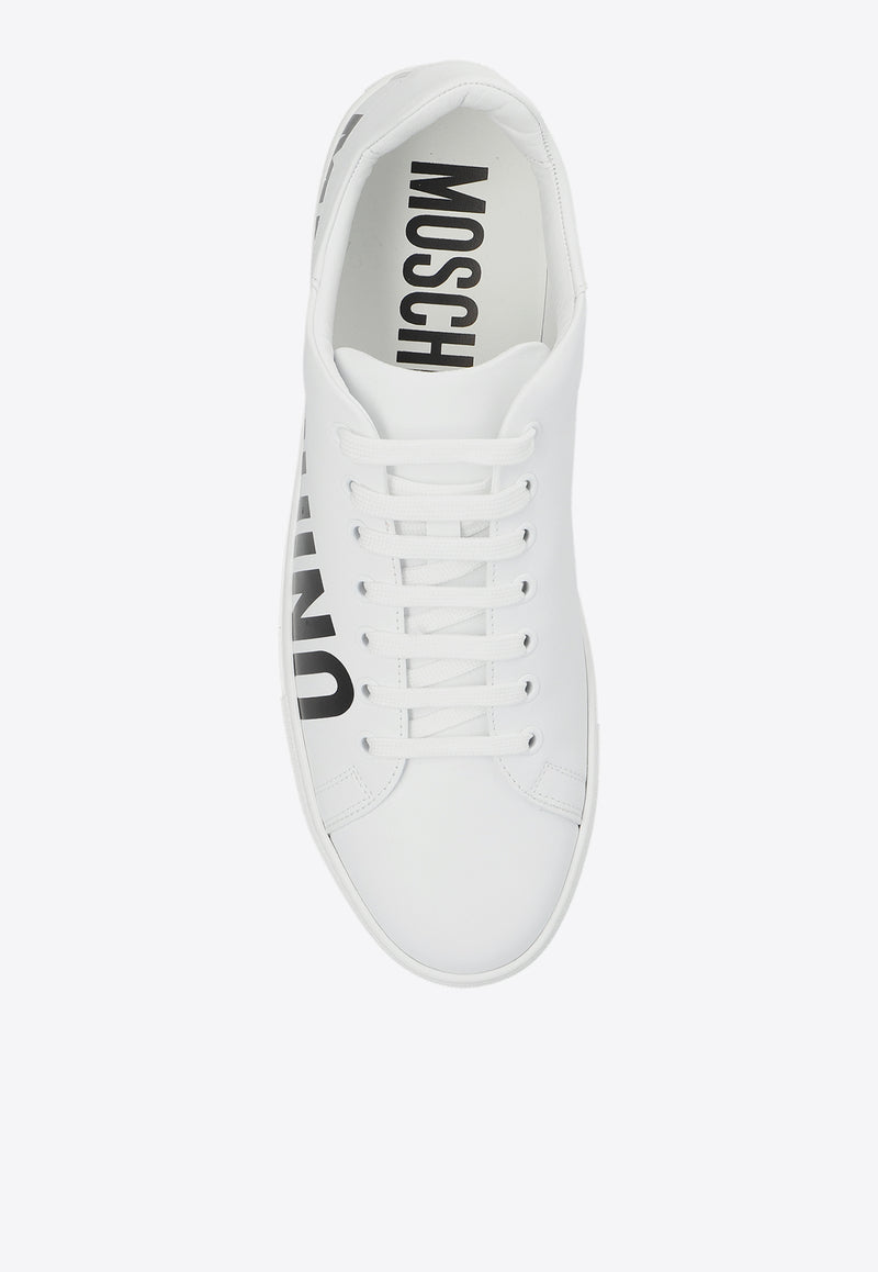 Moschino Serena Logo Print Leather Sneakers White MB15012G1H GA0-100