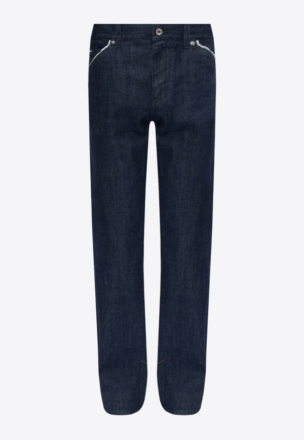 Dolce & Gabbana Straight-Leg Jeans with Contrast Piping Blue GP04KD G8KF1-S9001
