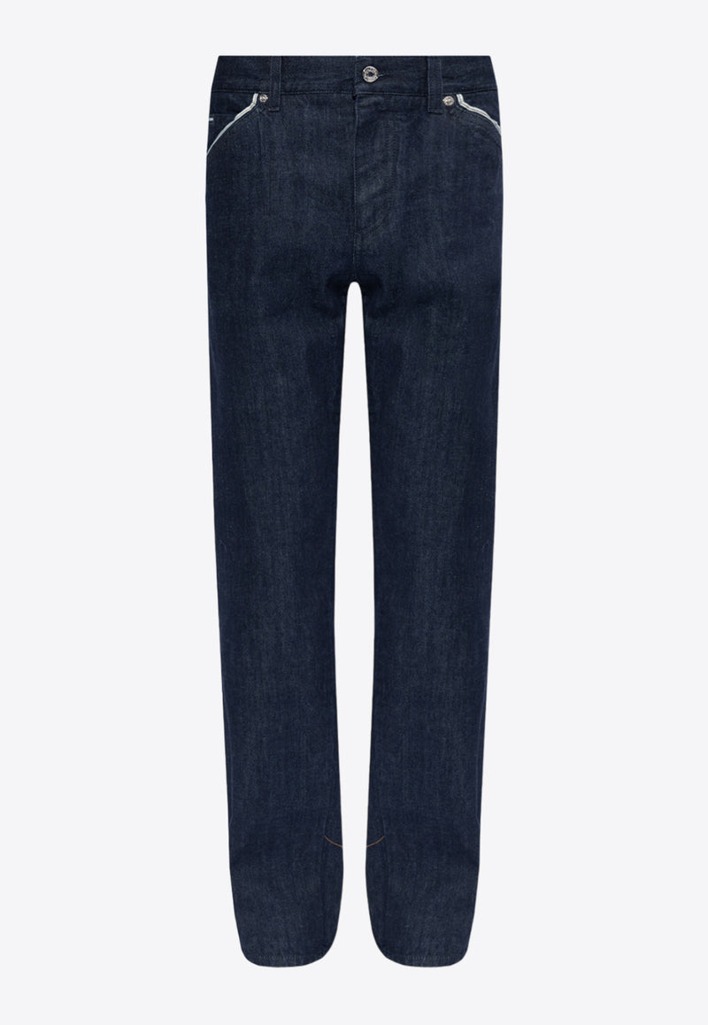 Dolce & Gabbana Straight-Leg Jeans with Contrast Piping Blue GP04KD G8KF1-S9001