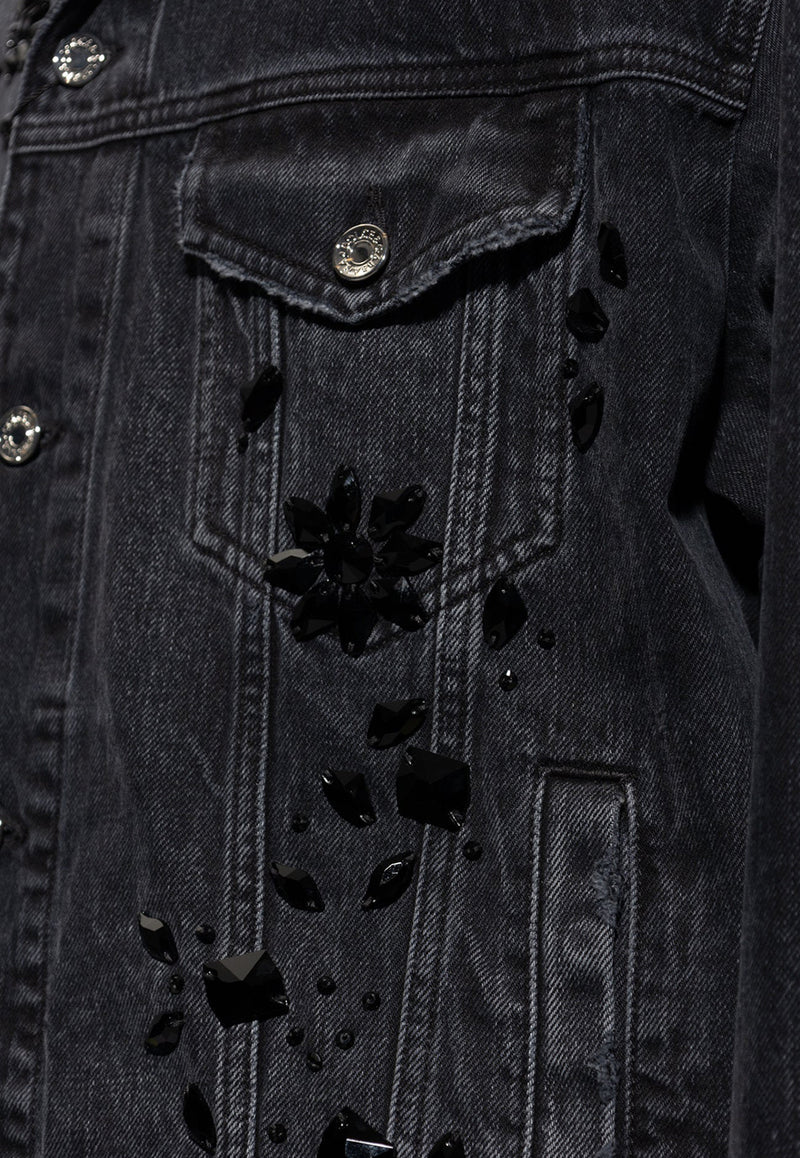 Dolce & Gabbana Rhinestone Embellished Denim Jacket Black G9NL5Z G8KC9-S9001