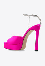 Jimmy Choo Saeda 125 Satin Platform Sandals Pink SAEDA SANDAL PF 125 BGH-FUCHSIA CRYSTAL HONEY