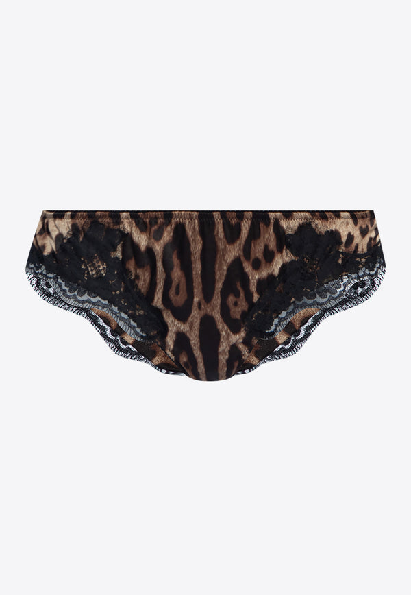 Dolce & Gabbana Leopard Print Silk-Blend Briefs Brown O2A02T ONO21-HY13M
