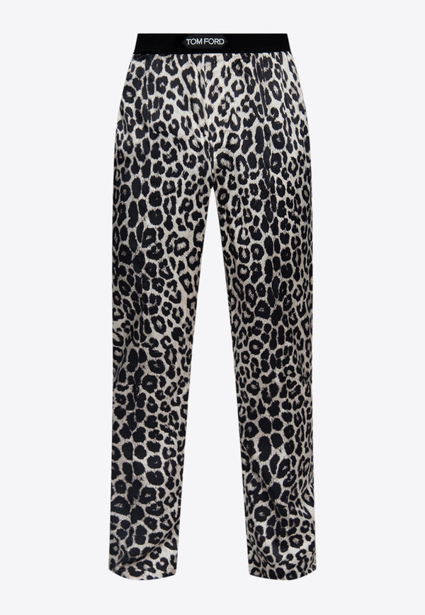 Tom Ford Leopard Print Silk Pajama Pants Multicolor T4H201750 0-278