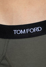 Tom Ford Logo Jacquard Stretch Briefs Green T4LC11040 0-302