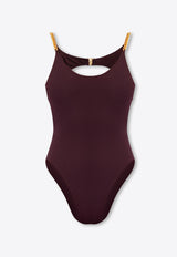 Stella McCartney Falabella Chain Link One-Piece Swimsuit Burgundy S7BG11990 0-601