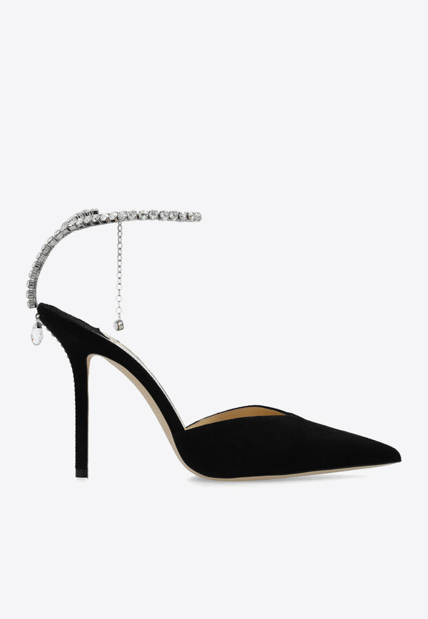 Jimmy Choo Saeda 100 Suede Pumps Black SAEDA 100 EWA-BLACK CRYSTAL