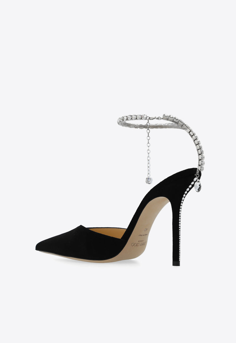 Jimmy Choo Saeda 100 Suede Pumps Black SAEDA 100 EWA-BLACK CRYSTAL