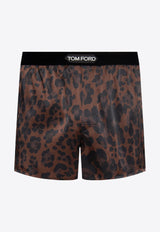 Tom Ford Leopard Print Silk Boxers Brown T4LE41020 0-208