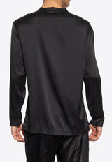 Tom Ford Henley Long-Sleeved Silk Pajama Top Black T4H161010 0-002