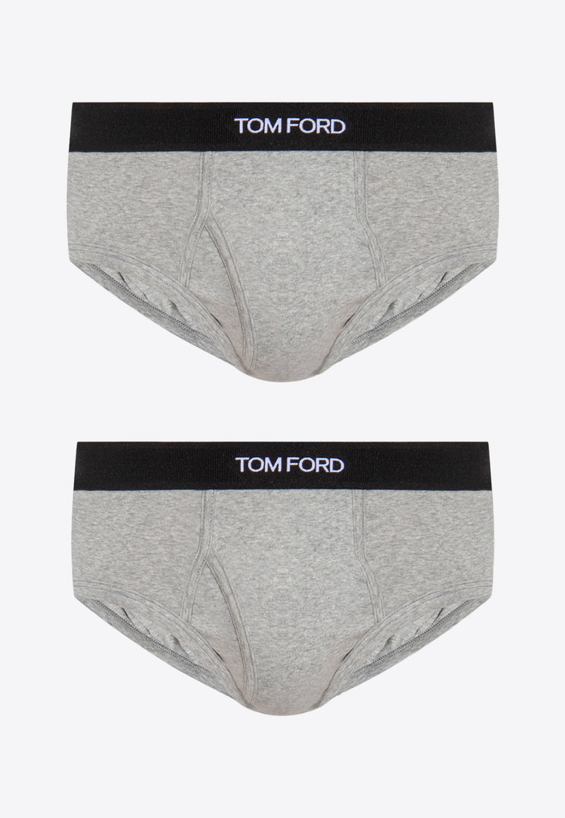 Tom Ford Logo Jacquard Stretch Briefs - Set of 2 Gray T4XC11040 0-020