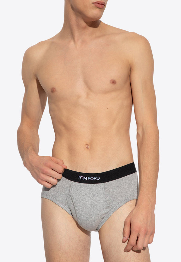 Tom Ford Logo Jacquard Stretch Briefs - Set of 2 Gray T4XC11040 0-020