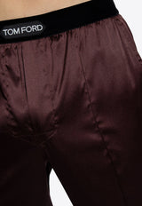 Tom Ford Logo-Waistband Stretch Silk Pajama Pants Brown T4H201010 0-219