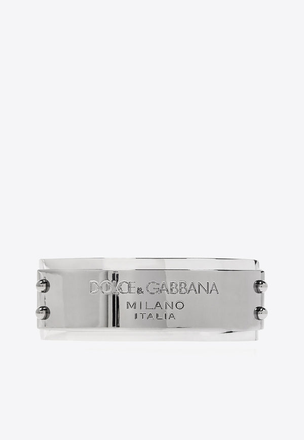 Dolce & Gabbana Logo-Engraved Cuff Bracelet Silver WBP1T2 W1111-87655
