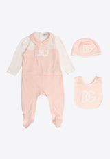 Dolce & Gabbana Kids Babies DG Logo Onesie Gift Set - Set of 3 Pink L2JO2E G7L5L-S9000