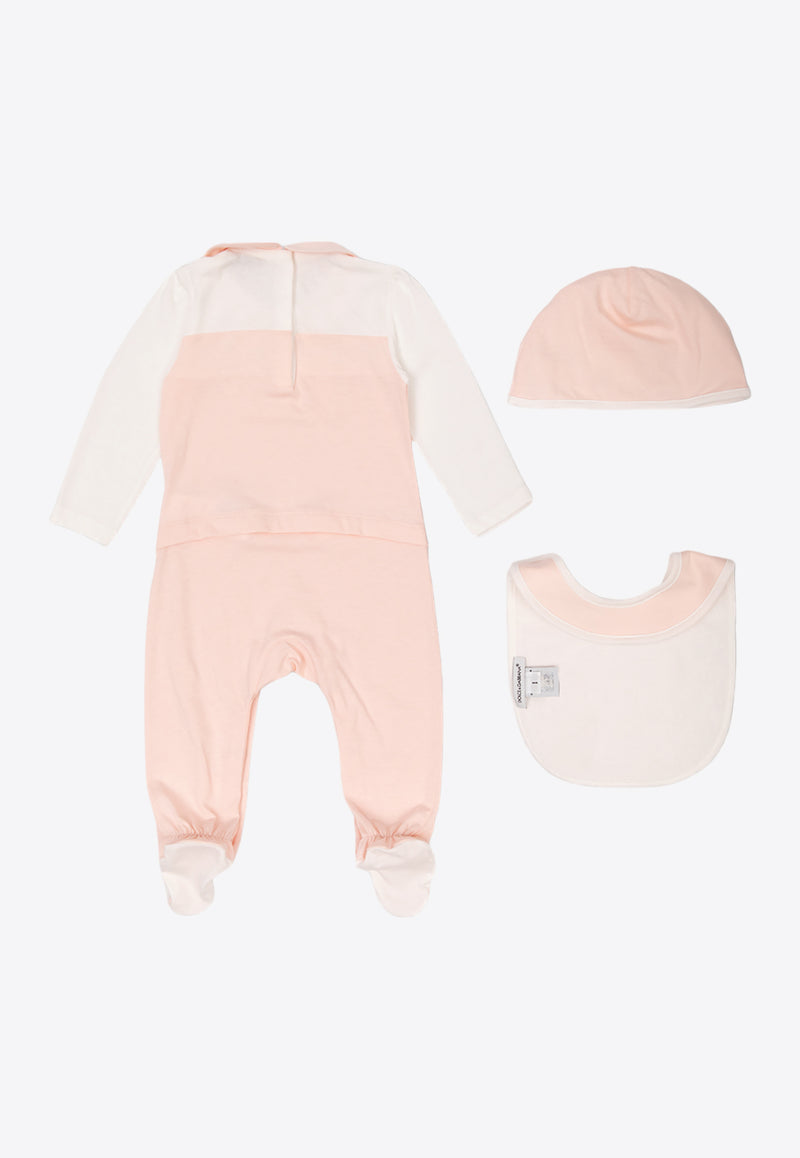 Dolce & Gabbana Kids Babies DG Logo Onesie Gift Set - Set of 3 Pink L2JO2E G7L5L-S9000