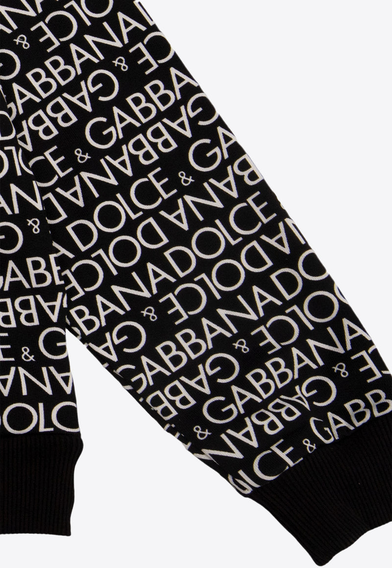Dolce & Gabbana Kids Boys All-Over Logo Zip-Up Hoodie Black L4JWFN HS7MN-HNXCW