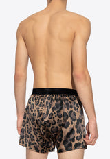 Tom Ford Leopard Print Silk Boxers Brown T4LE41020 0-258