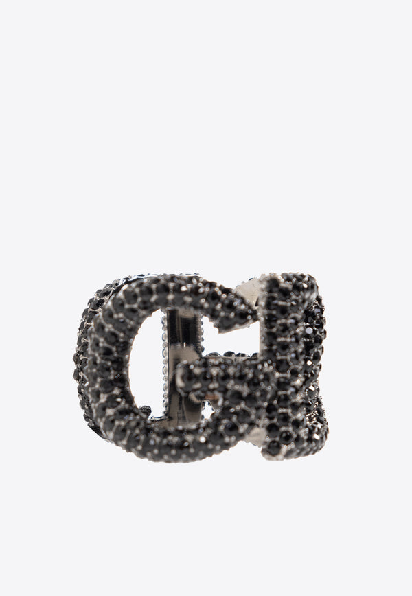 Dolce & Gabbana DG Logo Rhinestone-Embellished Ring Black WRQ1X3 W1111-N0000