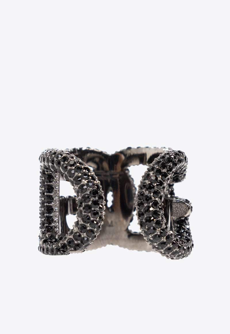 Dolce & Gabbana DG Logo Rhinestone-Embellished Ring Black WRQ1X3 W1111-N0000