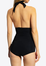 Dolce & Gabbana Halterneck Ruched One-Piece Swimsuit Black O9A06J ONO12-N0000