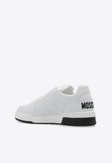 Moschino Logo Embroidered Leather Sneakers White MA15624G1I MF0-100