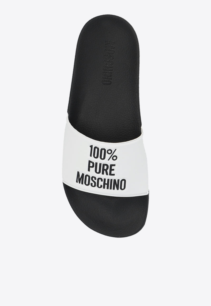 Moschino Embossed Logo Rubber Slides White MA28292G1I M18-100