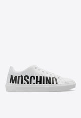 Moschino Logo Print Lace-Up Sneakers White MB15012G1I GA0-100