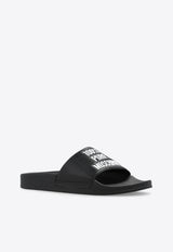 Moschino Logo Embossed Rubber Slides Black MB28292G0I G18-000