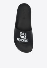 Moschino Logo Embossed Rubber Slides Black MB28292G0I G18-000