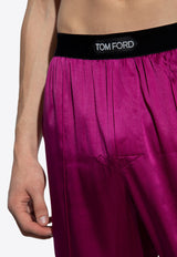 Tom Ford Logo-Waistband Stretch Silk Pajama Pants Pink T4H201010 0-676