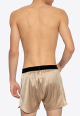 Tom Ford Logo Jacquard Silk Boxers Beige T4LE41010 0-252