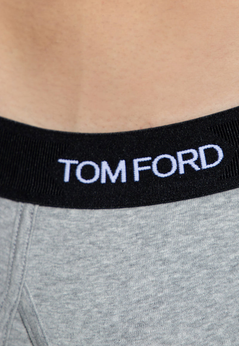 Tom Ford Logo Jacquard Stretch Briefs Gray T4LC11040 0-020