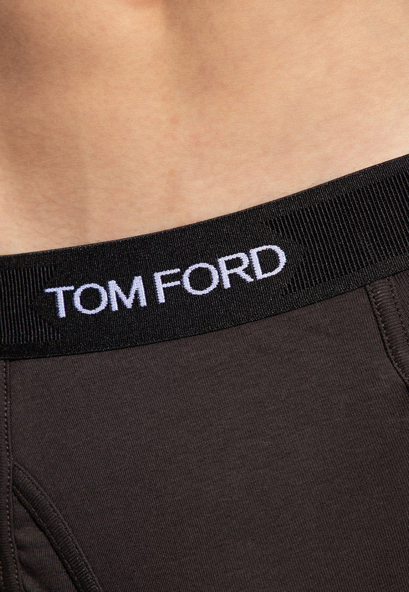 Tom Ford Logo Jacquard Stretch Boxer Briefs Brown T4LC31040 0-204